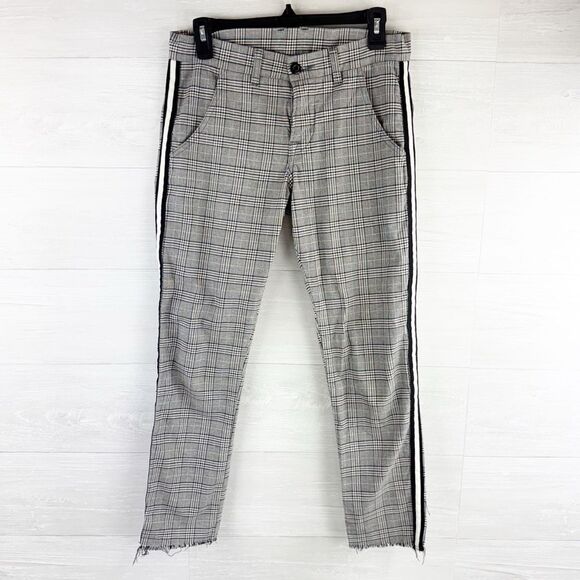 NSF Tashi Plaid Raw Hem High Rise Cropped Pants - Picture 2 of 6